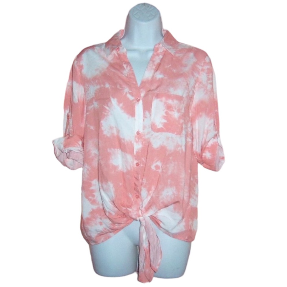NWT Como Blu Tie Dye Pink Button Down Top Shirt - Women’s S/P - Picture 10 of 11